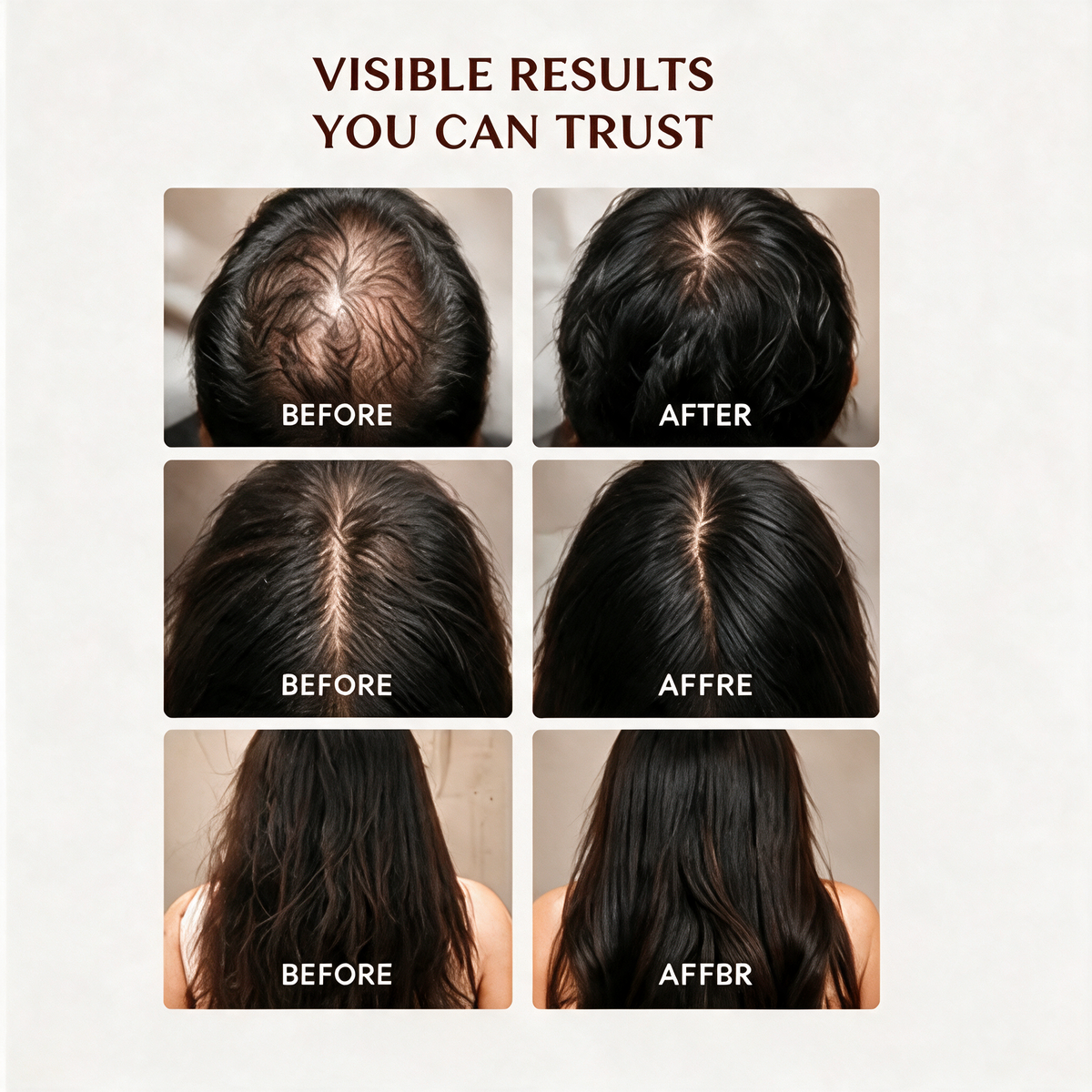 Visible hair growth results after using pure batana oil, thicker fuller hair